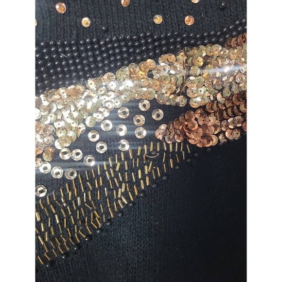 Diana Marco Black Embellished Sequin Knit Stretch Pullover Sweater Womans SZ 24W - Picture 3 of 4